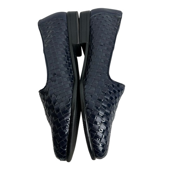 Trotters Navy Woven Patent Leather Loafer Flats Women Size 8.5 Wide Minimalist - Picture 3 of 7